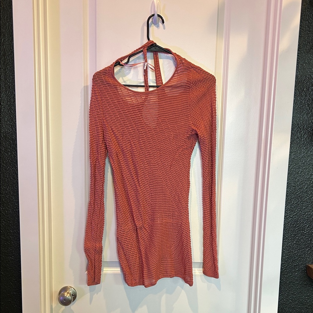 Bar III Terracotta Long Sleeve Top